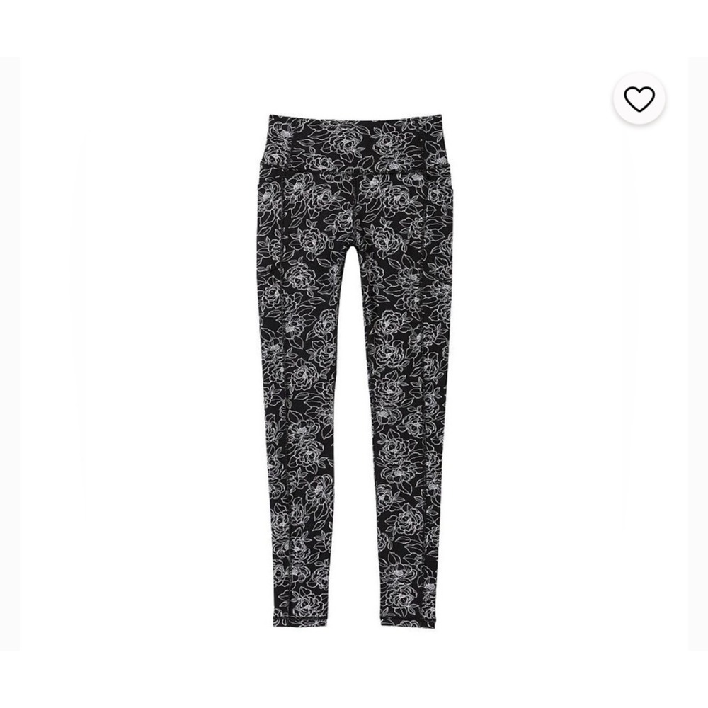 Victorias Secret Sport Essential Leggings Black White Floral Size Large Long NWT - Picture 4 of 14